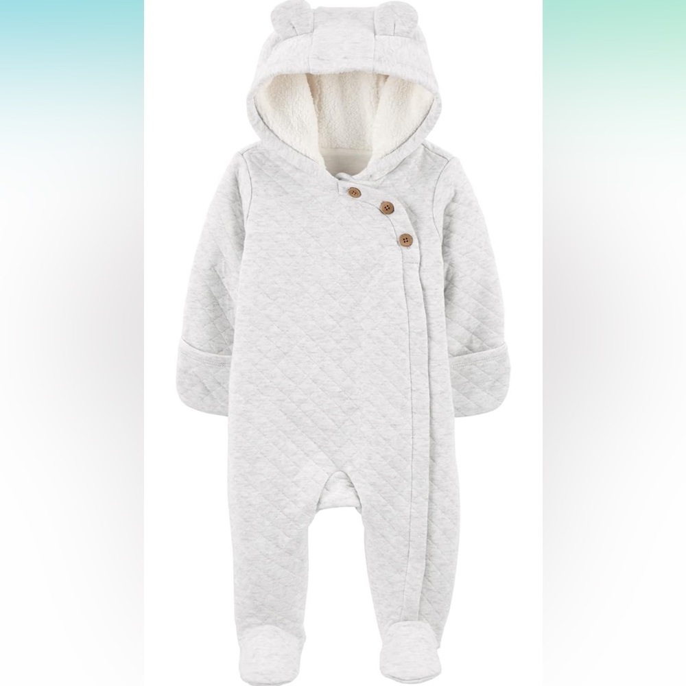 Carter's Baby Girls' Newborn Hooded Quilted Pram Sleep & Play